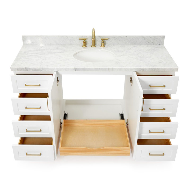 ARIEL TAYLOR 61 IN RECTANGLE SINK VANITY, White, Oval