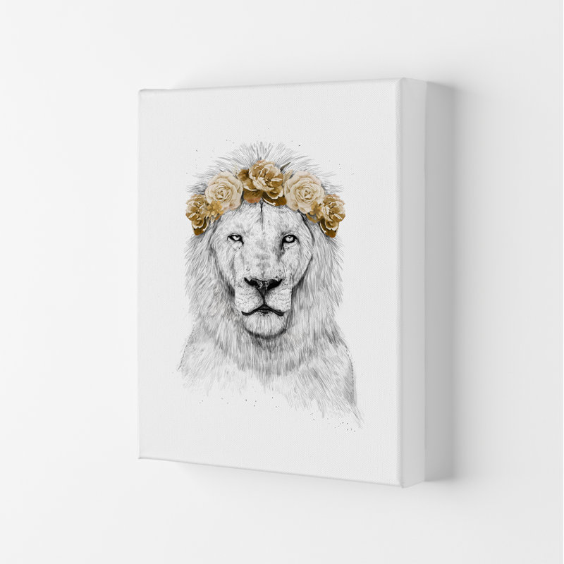 Festival Floral Lion II by Mercedes Lopes Charro - Print, 42cm H x 29.7cm W x 4cm D, Wrapped Canvas