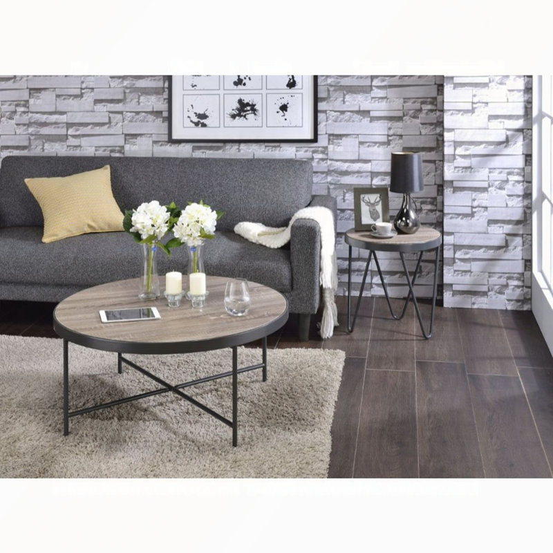 Table basse ronde de style industriel avec support en métal