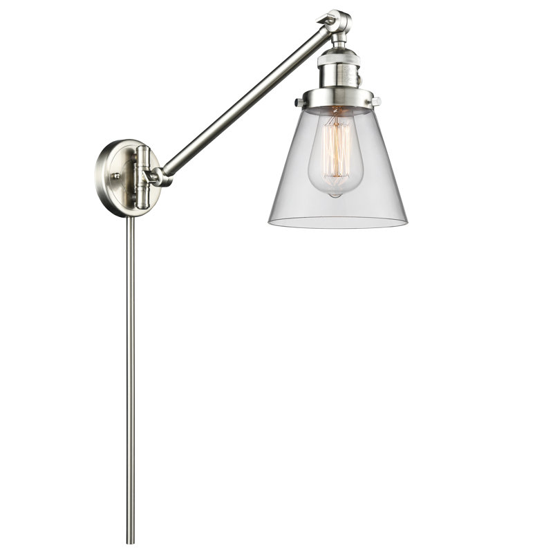 Bras pivotant 1 lumière à intensité variable Pelkey, Transparent, Nickel satiné brossé
