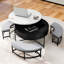 Table basse moderne à plateau relevable avec rangement et 3 repose-pieds gigognes blancs et noirs-2132740895-2132740881