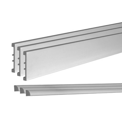 Complete Floor Moulding Kit, 4In High X 5/8In Proj Baseboard, 3/4In H X 3/4In Proj Quarter Round, Both 8Ft Long