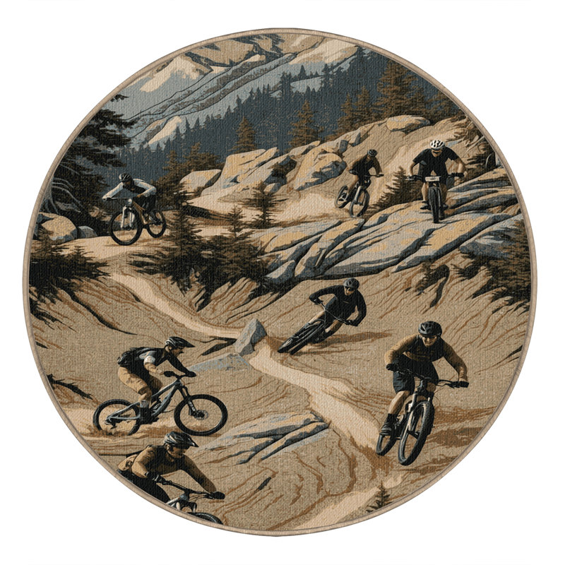  Tapis lavable pour vélo de montagne, Rond 7 pi