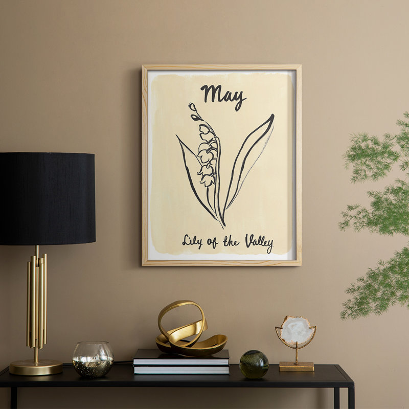 Birth Month V Framed Print - Solid Wood, 11" H x 9" W, Natural
