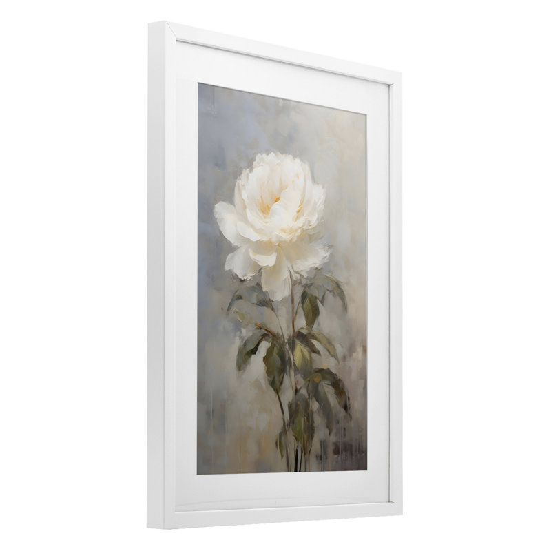 «Rose pâle», reproduction encadrée sous verre, design par LSR Creative Studio, H 23 po x l 17 po, Cadre blanc côtier