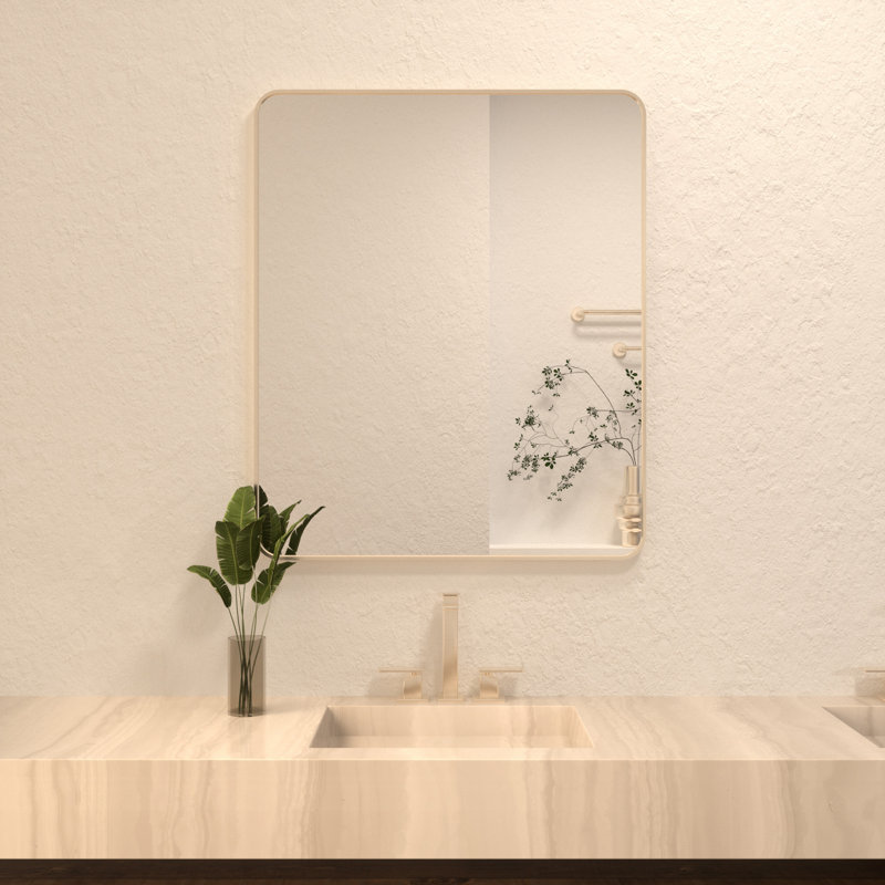 Cozy l 30 po x H 36 po Miroir de salle de bain mural moderne encadré en nickel brossé, Nickel brossé, 30 po x 36 po