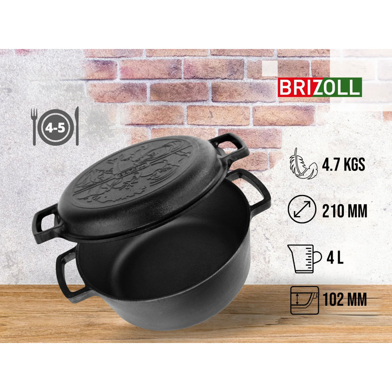Cocotte ronde en fonte antiadhésive BRIZoll Brizoll, 4,23 pintes