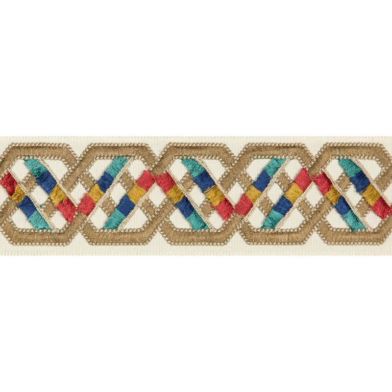 Treillis Passementerie Loriyan Performance Fabric, Brown/Blue