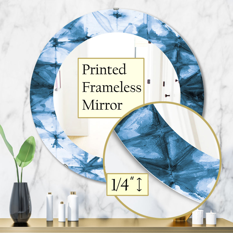 Printed Modern Mirror - Oval or Round Wall Mirror, 23.6" H x 23.6" W, Abstract 2