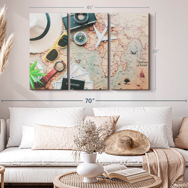 «Travel Wall Art» sur toile, H 28 po x l 45 po x P 1,25 po
