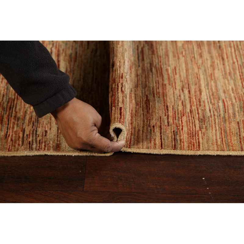 Tapis unique en laine noué à la main brun / beige nouvel âge 3 pi x 4 pi 8 po