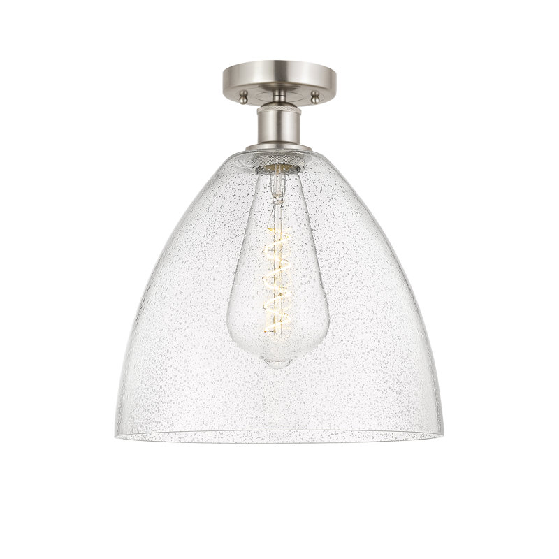 Plafonnier semi-encastré 1 lumière Alleson, H 14,75 po x l 12 po x P 12 po, Nickel satiné brossé