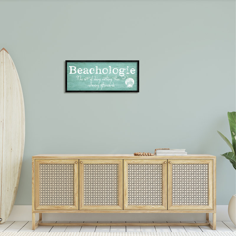 Enseigne patinée Beachologie, Giclée encadrée noir minuit, H 13 po x l 30 po x P 1,5 po
