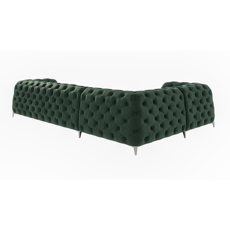 Juneri Chesterfield Corner Sofa, Left Hand Facing, Bottle Green