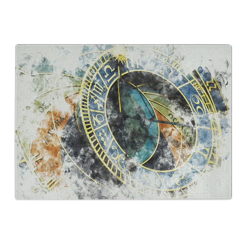 Astronomical Clock in Prague Watercolour Chopping Board, 0.4cm H x 28.5cm W x 39cm L