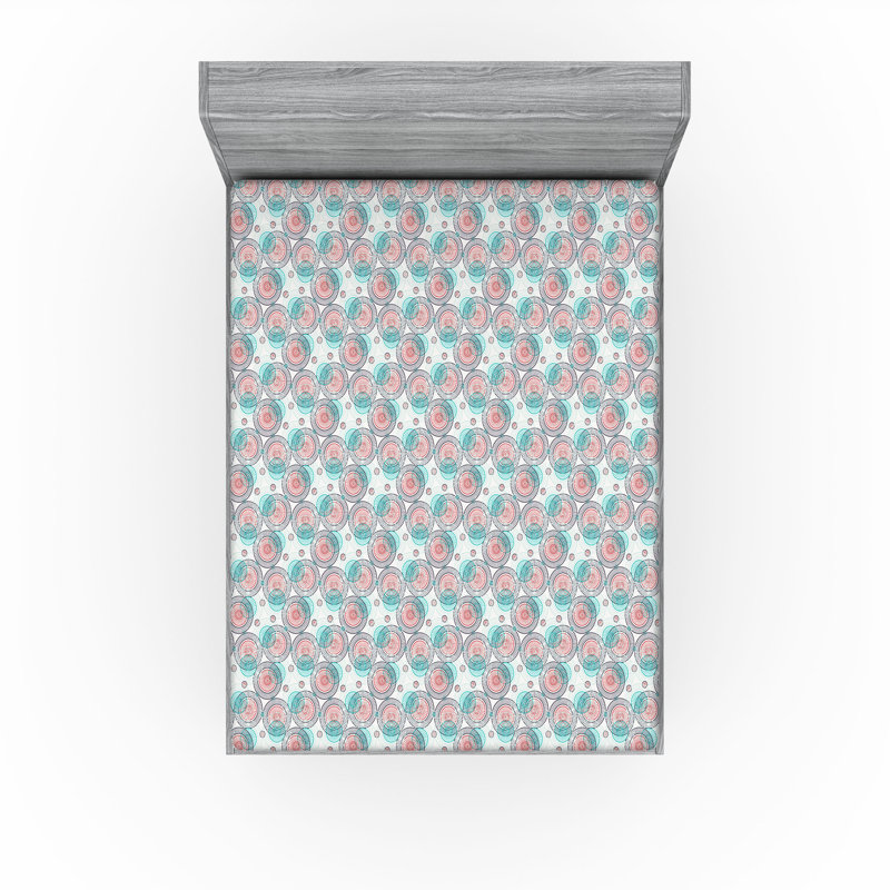 Drap-housse Ambesonne, Drap-housse de taille très grand, Bleu doux, turquoise / géométrique