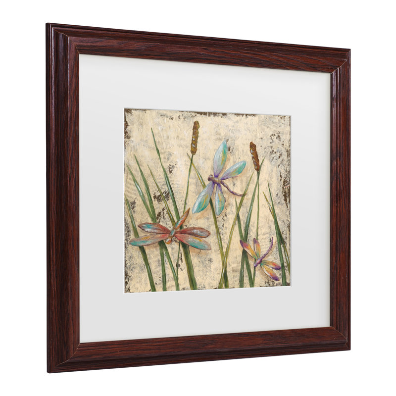 Jade Reynolds, «Dancing Dragonflies I», art encadré mat, H 18,75 po x l 18,75 po x P 0,75 po, Brun