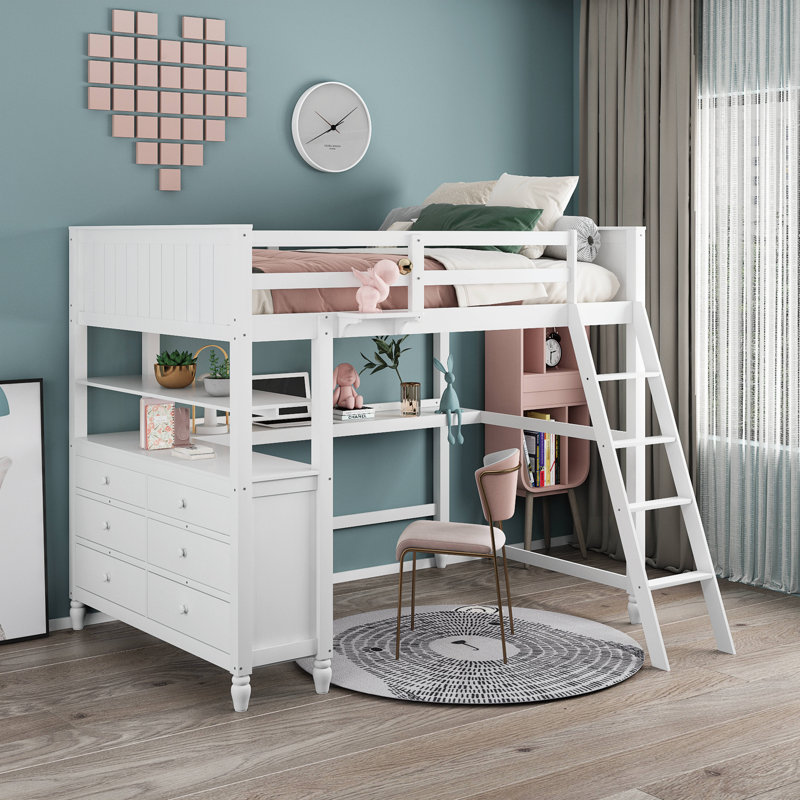 Gotthelf Kids Full Bunk Bed with Drawers, White