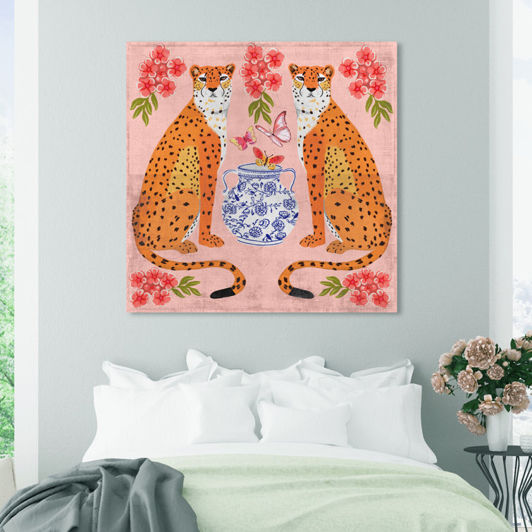 Flamingo With High Leather Boots And Mask Canvas Painting Modern