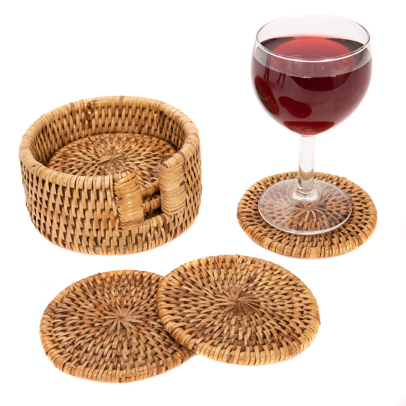 Camden Coaster Set with Holder, Brun miel