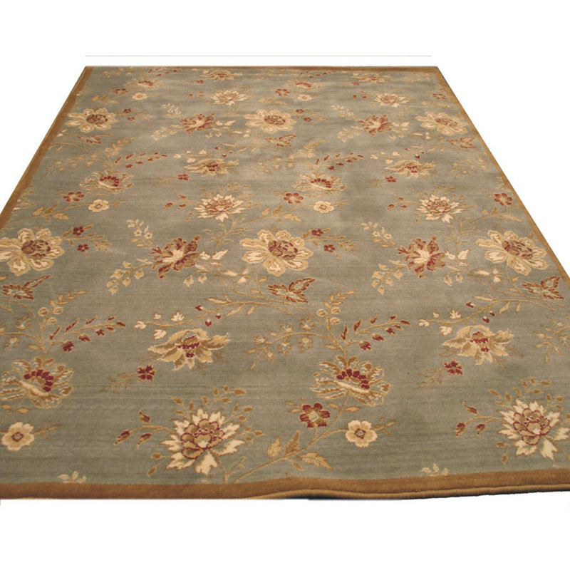 Wool Floral Area Rug in Gray