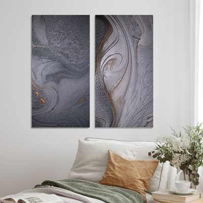 «Dramatic Grey», ensemble de 2 peintures sur toile