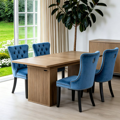 Extendable Dining Table Set, 63"-78.74" Expanding Kitchen Table with Upholstered Chairs, Rectangle Extendable Dining Room Table with Storage