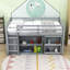 Lit mezzanine 3 tiroirs avec bureau coulissant, tablettes et garde-corps-1500272389
