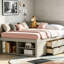 Lit de jour double avec tiroirs et tablettes-312425638