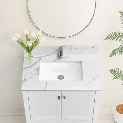 Plateau de meuble-lavabo simple 30 po avec lavabo - pour remplacement de meuble-lavabo, sans armoire