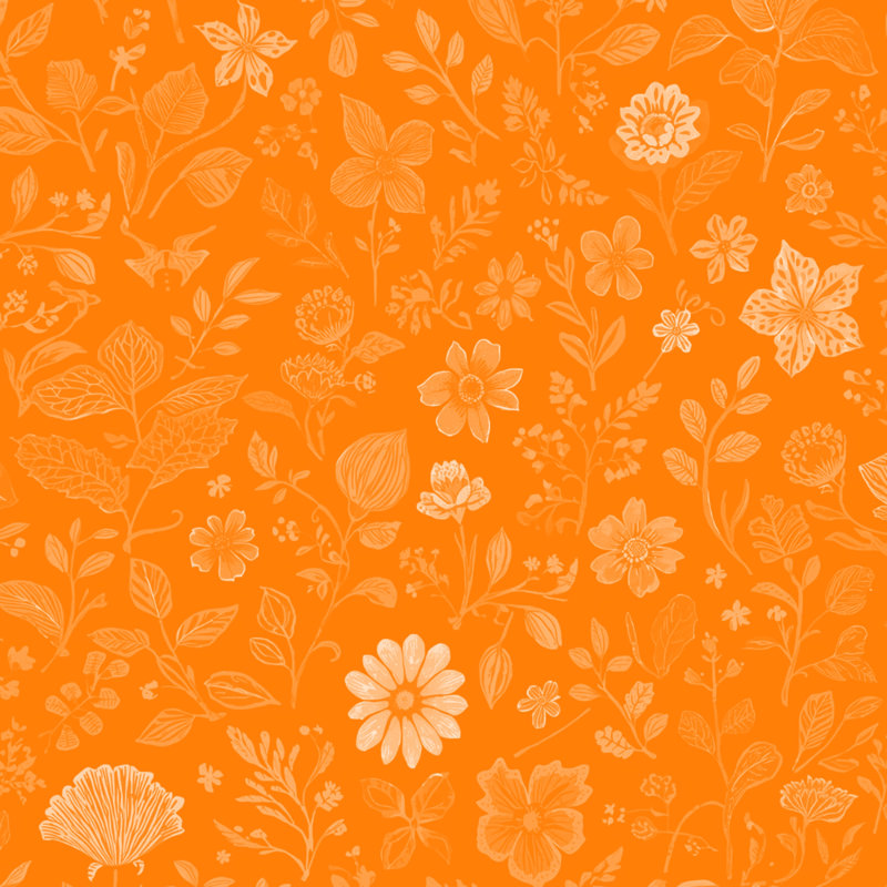 Couvertures à motifs floraux botaniques, 50 po L x 60 po H, Orange moyen / orange clair