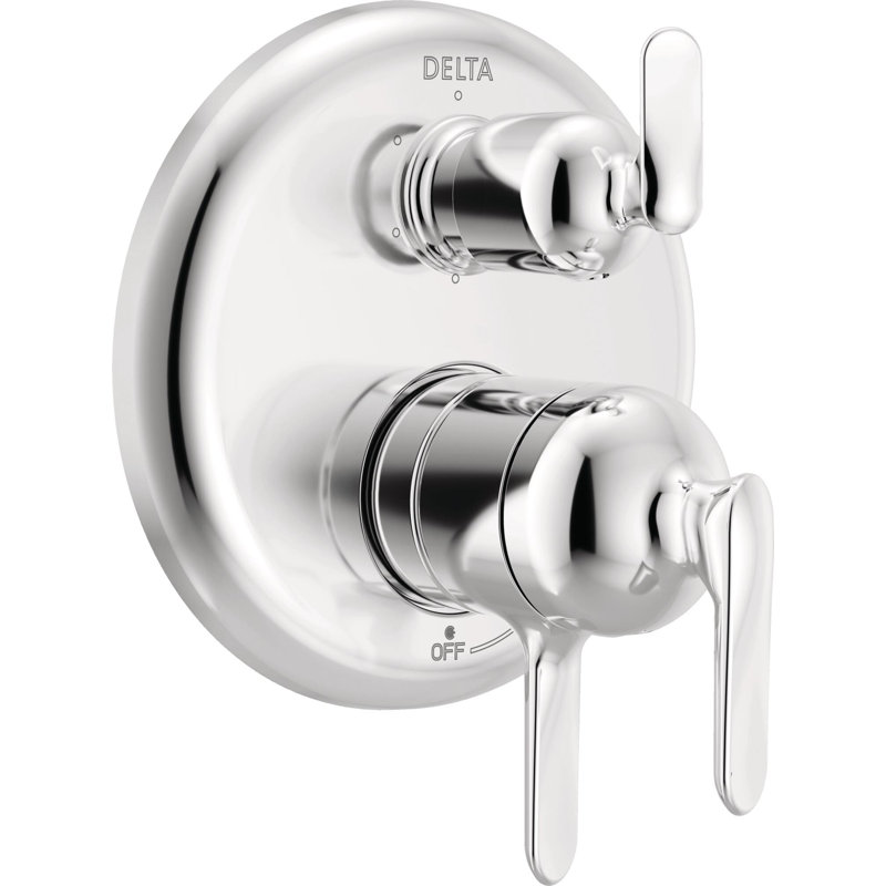 Delta Bonacci Dual-Function Shower Handle Trim Kit with 6-Way Integrated Diverter, Chrome Shower System Valve with Diverter, Lumicoat Chrome (Valve Not Included)