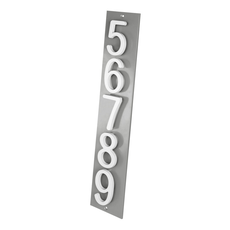 Plaque d'adresse verticale Amgo, Blanc, Gris, Oui