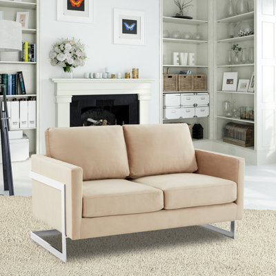 Namrah 55" Velvet Loveseat 2-Person Seater with Stainless Steel Sled Legs