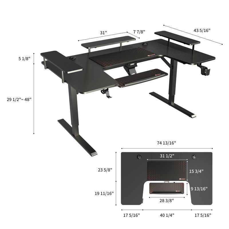 Macawley Adjustable U-Shaped Metal Base Standing Desk