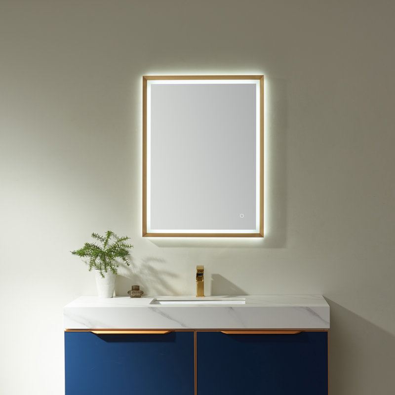 Chavdar Metal Flat Wall Mirror, Matte Gold, 32" x 24"
