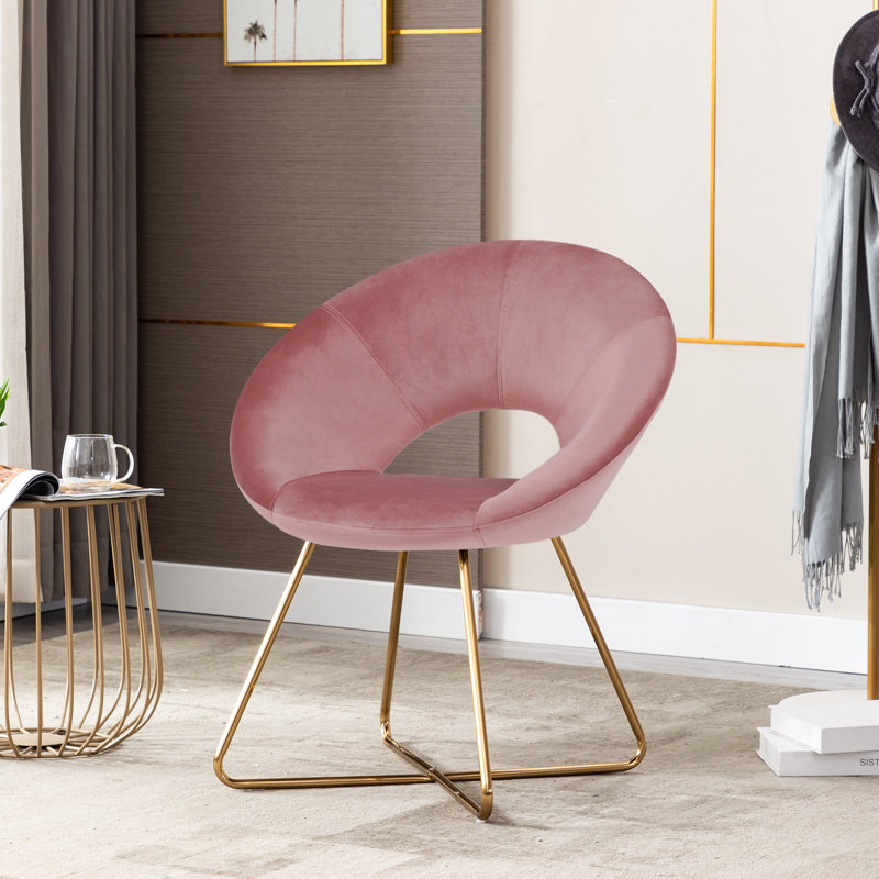 Crivello 71.12 cm Wide Contemporary Velvet Accent Chair with Open Back, Dark Pink