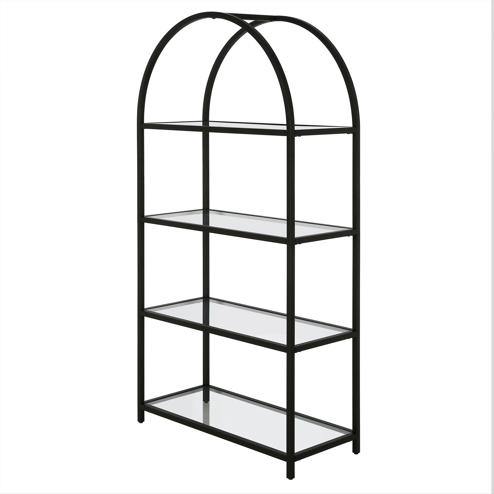 Volente Garrett 62" H 4-Tier Metal and Glass Bookcase , Blackened Bronze