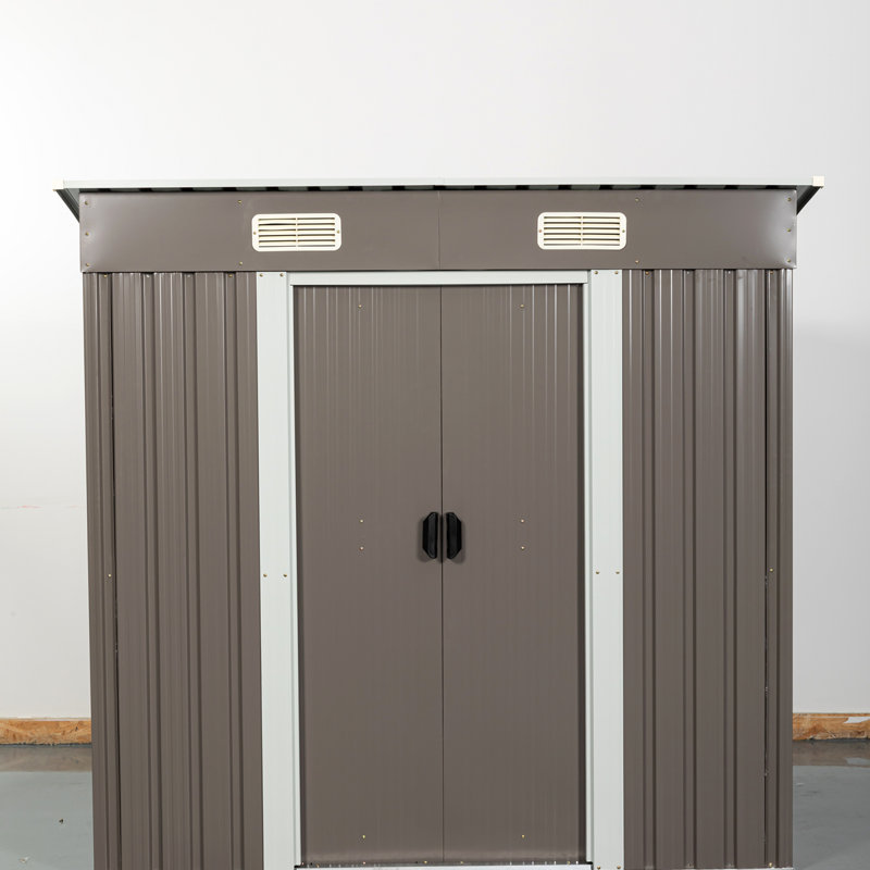 Gray 6 ft x 4 ft Metal Outdoor Storage Shed with Lockable Doors