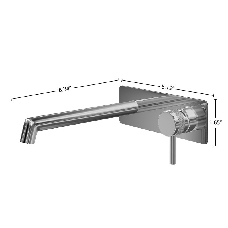 DAX Wall Mount Single Handle Brass Bathroom Faucet, Chrome