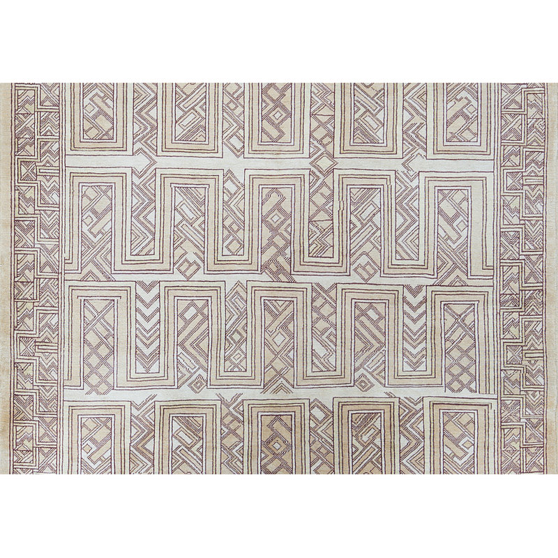 Tapis beige noué à la main de haute qualité
