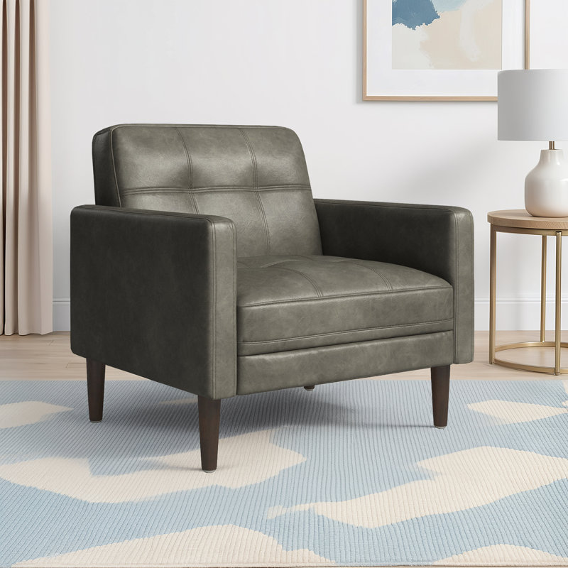 Fauteuil Chandler, Similicuir gris caillou gris