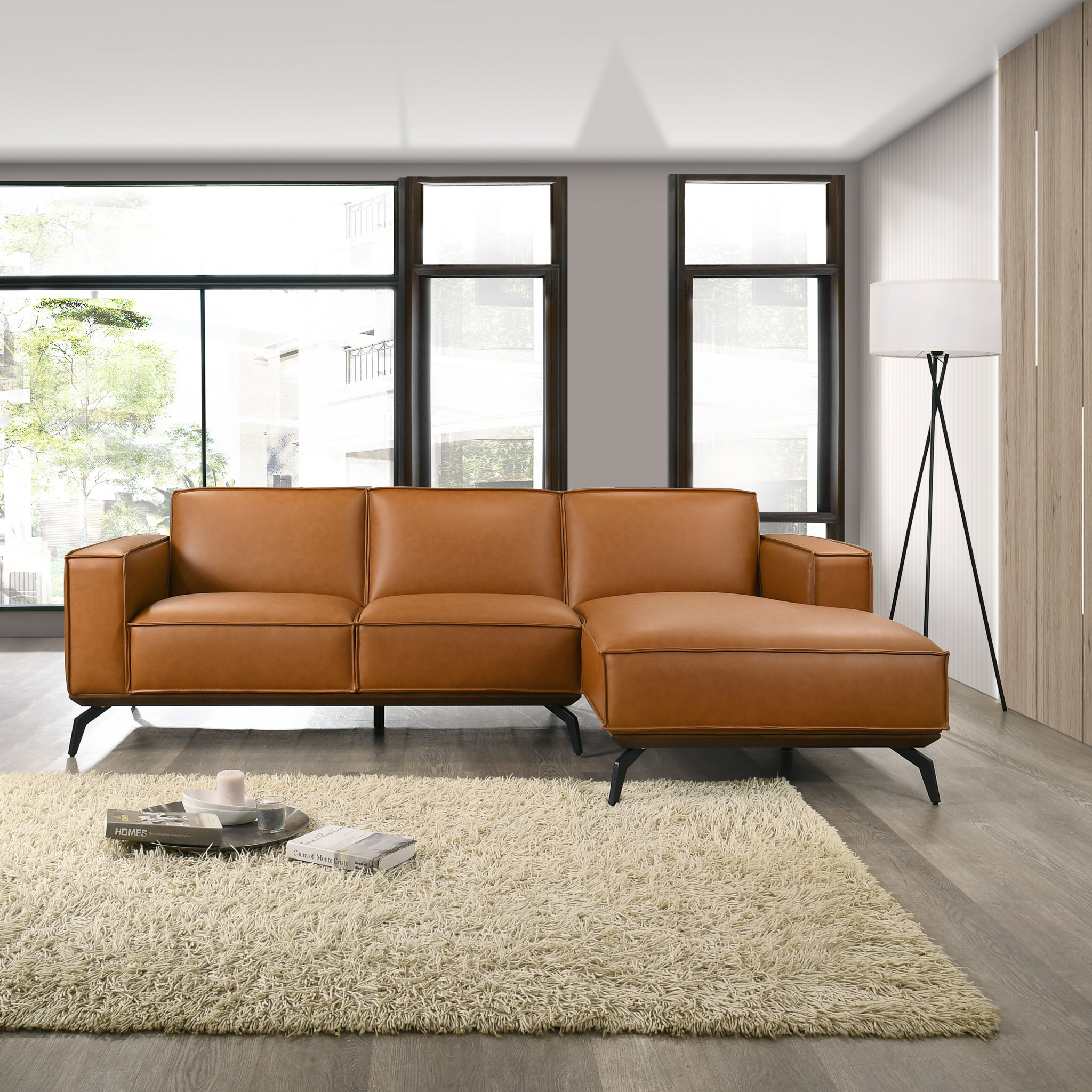 Ivy Bronx Goolsby Spacious Mid-Century Modern L-Shaped Sectional Sofa