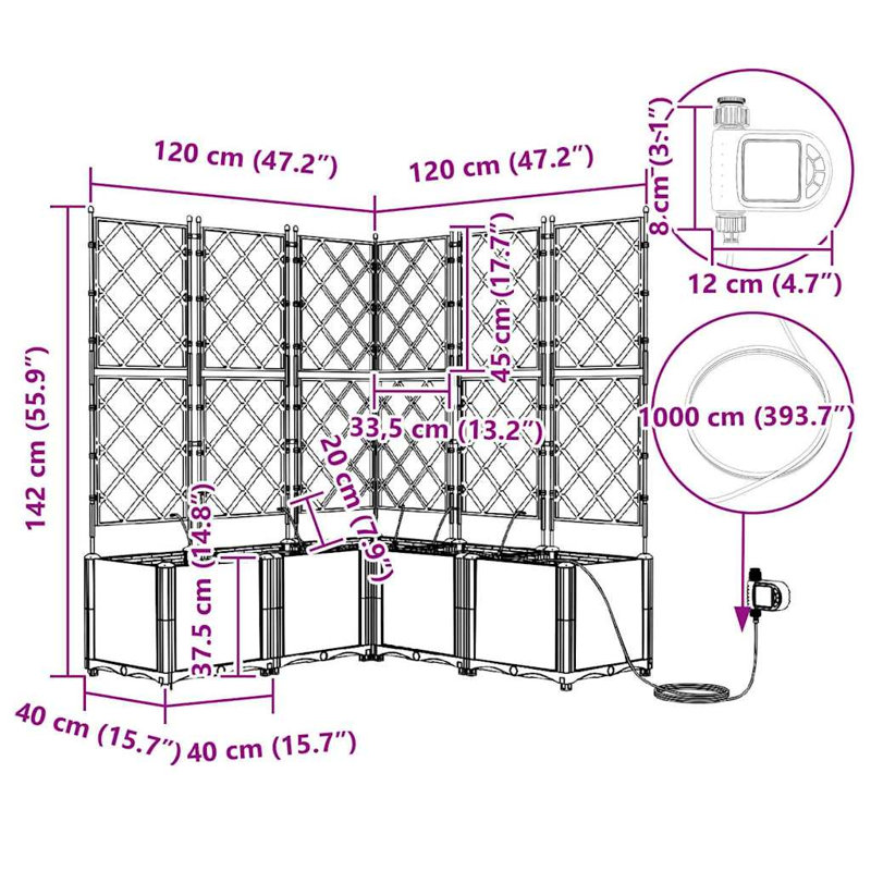Garden Planters White 142 Cm Steel, White, 142cmH x 120cmW x 120cmD