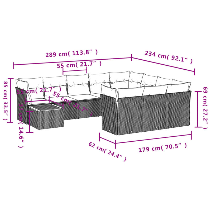  Garden Sofa Set Grey
