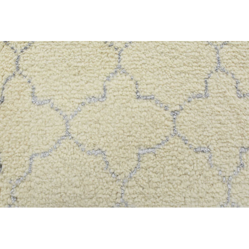 Tapis marocain en laine noué à la main en blanc