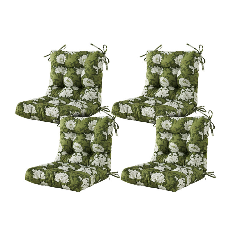Outdoor 4'' Seat / Back Cushion, Green Floral