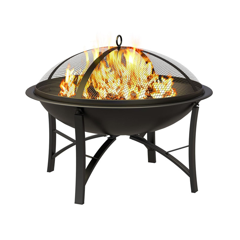 DIDADI 22" Outdoor Wood Burning Fire Pit with Spark Screen, Black, 600 Degree High Temp Paint; Thick Carbon Steel; Rust Resistant; Large Capacity; Family Safe; Backyard Patio Bonfire