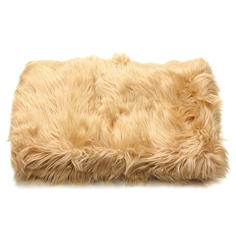Solid Colour Faux Fur Shag Area Rug, Rectangle 76 x 114cm