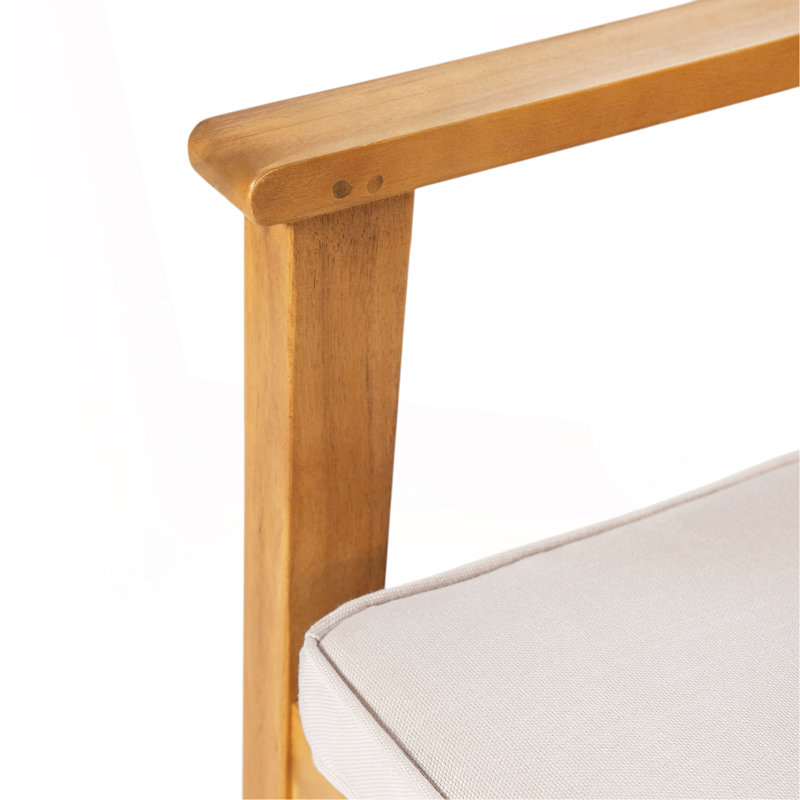 Ensemble de 2 chaises de patio en bois d'acacia robuste, siège imperméable confortable, capacité de 400 lb, structure de couleur naturelle